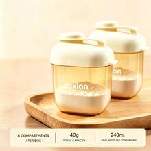 Caja dispensadora de fórmula de bebé en polvo, lata portátil sellada para leche en polvo, tapa abatible con una mano, caja de almacenamiento de leche en polvo, adecuada para viajes y alimentación al aire libre - Beis - Ver 10