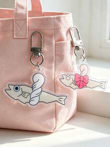 1pc/2pcs Set Cute Cartoon Fish Acrylic Keychain, Funny Bow & Twisted Fish Bag Charm, Backpack Pendant Key Ring Gift - Fish - View 1