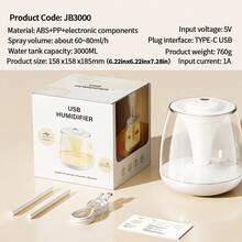 3L Large Capacity Dual Mist Humidifier Quiet Digital Display Home Bedroom Colorful Atmosphere Light Aromatherapy Diffuser - Mist - View 7