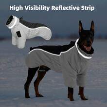 Medium To Large Dog 2-Legged Winter Warm Jacket With High Collar And Reflective Strip, Hook And Loop Closure For DIY, Windproof And Warm Outdoor Pet Clothing (Suitable For Doberman, Labrador, Dalmatian, Great Dane, Shepherd, German Shepherd, Etc.) - Multicolor - View 7