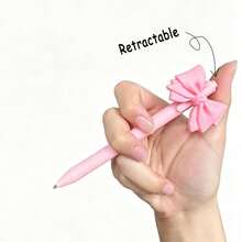 24pcs Pink Bow Retractable Ballpoint Pens, Black Ink Smooth Writing Stationery, Office Supplies, Back To School, Party Favors - Pink - View 6