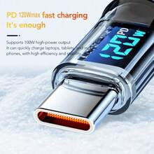 120W 6A USB-A To Type-C Fast Charging Cable | Smart LED Digital Power Display | Durable Matte Braided Cable, Compatible With Multiple Device Models - Multicolor - View 7