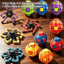 Set Mainan Fidget Transformable 8 Buah, 4 Spinner Mekanik Transformable + 4 Bola Pereda Stres Berputar, Warna Acak, Mainan Sensorik Pereda Kecemasan untuk Dewasa, Mainan Dekompresi Berputar Transformable Kreatif, Hadiah Dekorasi Meja Kantor - MultiWarna - View 14