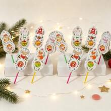 24 Pack Christmas Lollipop Holder Paper Cards, Cute Santa Elk Fox Owl Bear Rabbit Pattern Candy Wrapper, Xmas Kids Party Favor, Holiday Treat Decor For Classroom Gift - View 7
