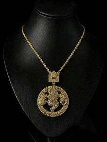 European And American Hip Hop Money Bag Boy Full Rhinestone Pendant Necklace, Rhinestone Letter Men's Personalized Necklace Accessory, Paired With 3mm Twisted Chain Necklace, Men's Versatile Accessory - pendant necklace - View 3
