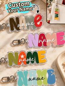LICVIC Custom Color Block Name Keychain, Personalized Acrylic Letter Key Chain & Bag Charm, Customized Christmas Gift For Friends, Customizable Keychains - Style B - View 12