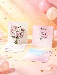 Personalized 3D Pop-Up Floral Greeting Card - Romantic Paper Flower Design, Suitable For Anniversary And Valentine's Day, Love Message Card For Anyone - Single Piece - View 9