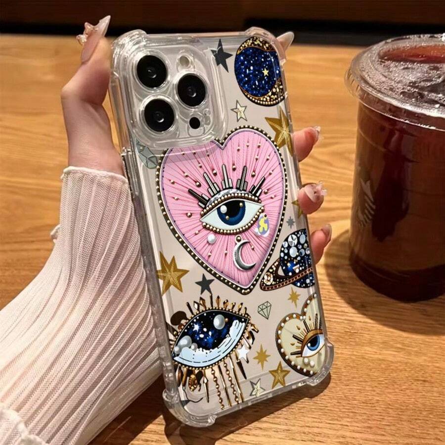 個性化時尚方形透明 TPU 防震保護殼，適用於 Apple 手機，兼容 Apple 機型，適合作為情侶、女性、女兒、男朋友、女朋友和青少年女孩的生日與聖誕禮物 - 彩色 - 查看 1