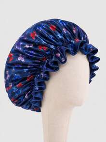 CONFLASS Women Cute Butterfly Print Satin Sleep Bonnet, Elastic Ruffle Edge Silky Smooth Night Hair Cap,Breathable Comfort Sleeping Bonnet Specially For Curly, Natural, Braided, Long Hair, Fit For All Hair Types Home Bedroom Hair Accessories For Ladies - Multicolor - View 10