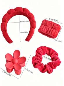 6pcs/Set New Cloud Headband, Wrist Band, Flower Claw Clip, Velvet Scrunchie Hair Ties Fashion Accessories - Multicolor - View 9