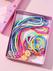 14pcs Kids Daisy Charm Necklace Bracelet Gift Box Set, Girls Jewelry For Daily Holiday Party Birthday Gift - Multicolor - View 8