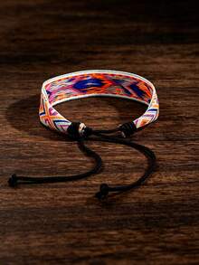 Spring/Summer New Women's Vintage Hand-Woven Bracelet, Multicolor Mixed Nepal Bohemian Artistic Style Bracelet, Printed Fabric Hand Rope Bracelet Jewelry - Color 5 - View 4