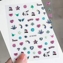 Japanese Cartoon Self-Adhesive Nail Stickers, 12pcs Cute Cat & Rabbit Nail Art Decals - One Size - View 7