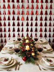 Christmas Tree Shaped Sequin Tassel Curtain Backdrop, Christmas Party Decoration Sequin Tassel Photo Background, Christmas Party Decoration Banner Backdrop - A - View 5