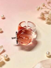 European And American Cross-Border Forest Pastoral Style Ins Sweet Cute Exquisite Creative Versatile Strawberry Transparent Ring (Random Color Gradient) - Strawberry Ring - View 3