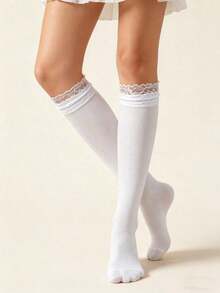 1/3/5/8 Pairs Sweet Lolita Style White Over-The-Knee Socks, Decorated ...