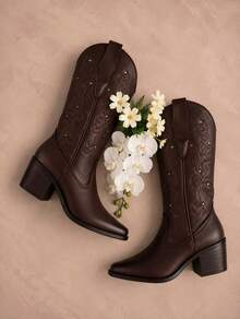 Women Mid-Calf Boots - Cafe - View 2