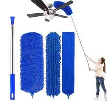 Kemoceng Mikrofiber dengan Kit Tiang Ekstensi Teleskopik 112 Inci untuk Langit-langit Tinggi, Membersihkan Sarang Laba-laba di Kipas Angin, Jaring Kipas Langit-langit Ringan yang Dapat Digunakan Kembali dan Dicuci, Tirai - Set 4 potong - View 10