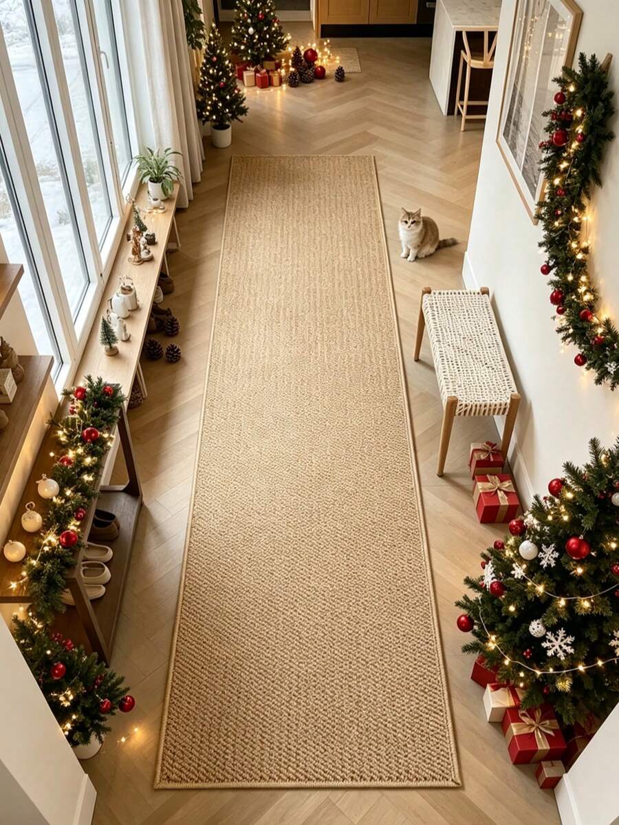 1pc Rectangular Floor Mat, Hallway Runner Carpet, Carpet, Runner Rug, Area Small Rug, Mat, Home Decor, Area Rug, Living Room Area Rug, Living Room Home Decor, Room Decor, Washable Carpet - Brown - View 1