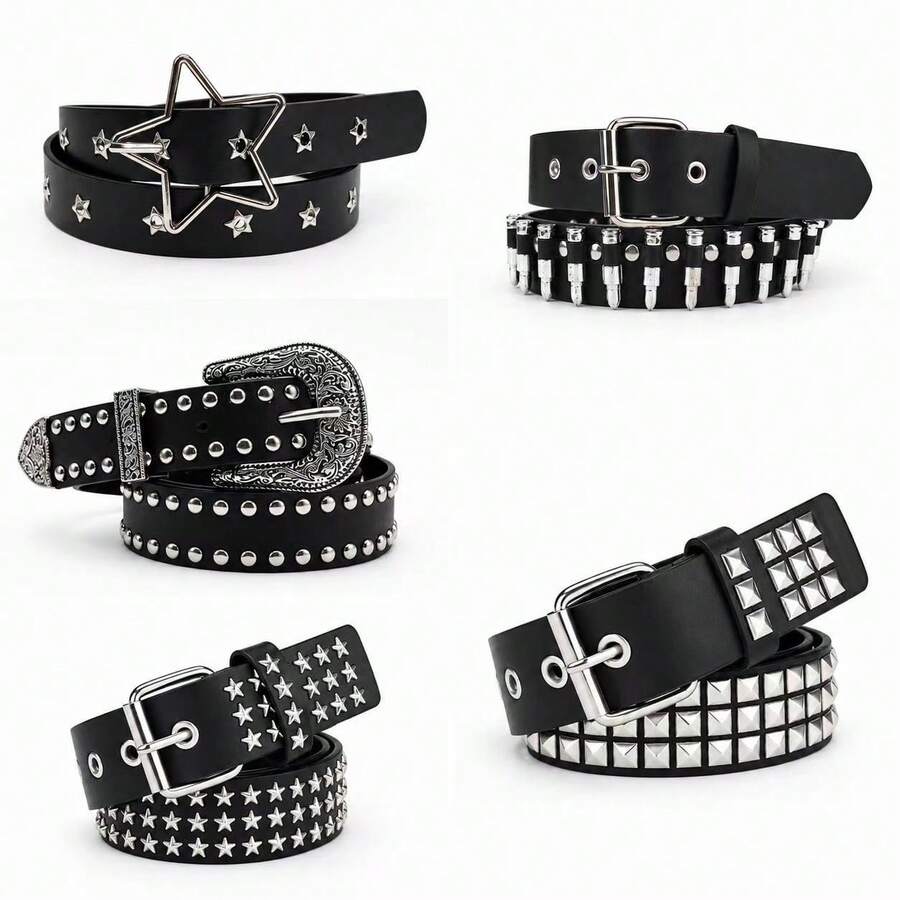 1pc Women's Rivet Spiked Punk/Goth Rock Style Casual Hip Hop Jeans Belt Summer, School - Multicolor - View 1