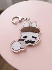 1pc/4pcs Anime Animal Hospital Aesthetic Acrylic Keychains, Cute Cartoon Rabbit Character Series Irregular Pattern Pendant, Backpack And Car Key Decoration, Gift For Anime Lovers, Back To School, Gift For Bunny Lovers - Multicolor - View 9