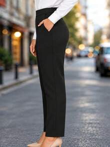 Fashion Plus Size Women's Pants, New Arrival, All-Season Versatile, Commute & Casual Black - Black - View 3