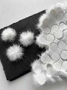 100pcs Faux Mink Fur Pom Poms, Plaid Design Pre-Cut Faux Fur, Ball Shaped, Handmade Pom Poms, Decorative Pom Poms, Soft Touch, Plaid Pattern Craft Material - Various - View 2