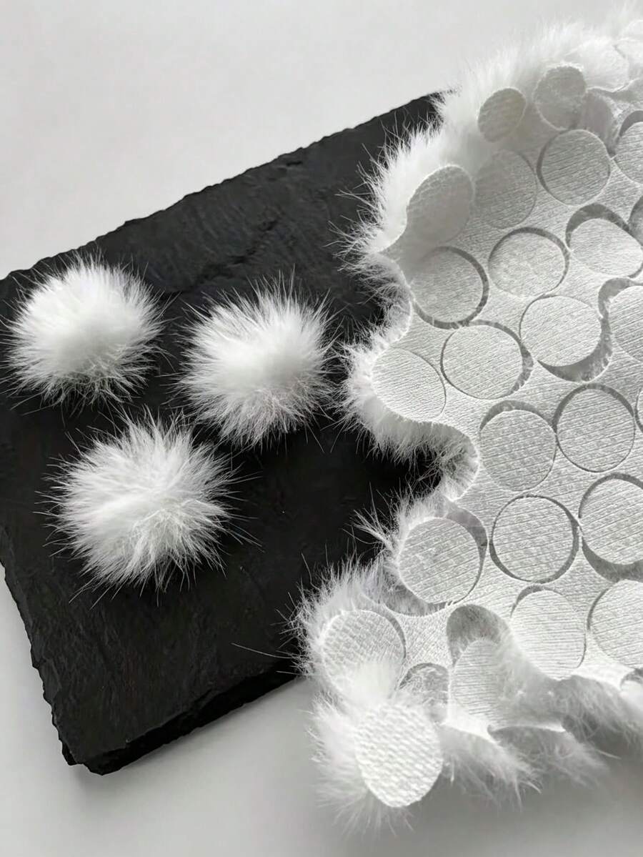 100pcs Faux Mink Fur Pom Poms, Plaid Design Pre-Cut Faux Fur, Ball Shaped, Handmade Pom Poms, Decorative Pom Poms, Soft Touch, Plaid Pattern Craft Material - Various - View 1