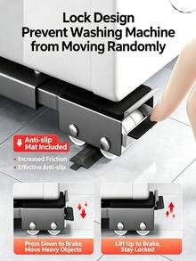 1pc Heavy Duty 12/24 Wheel Appliance Moving Stand, Adjustable Non-Slip Base For Refrigerator, Washing Machine, Furniture And Other Heavy Items - A - View 5