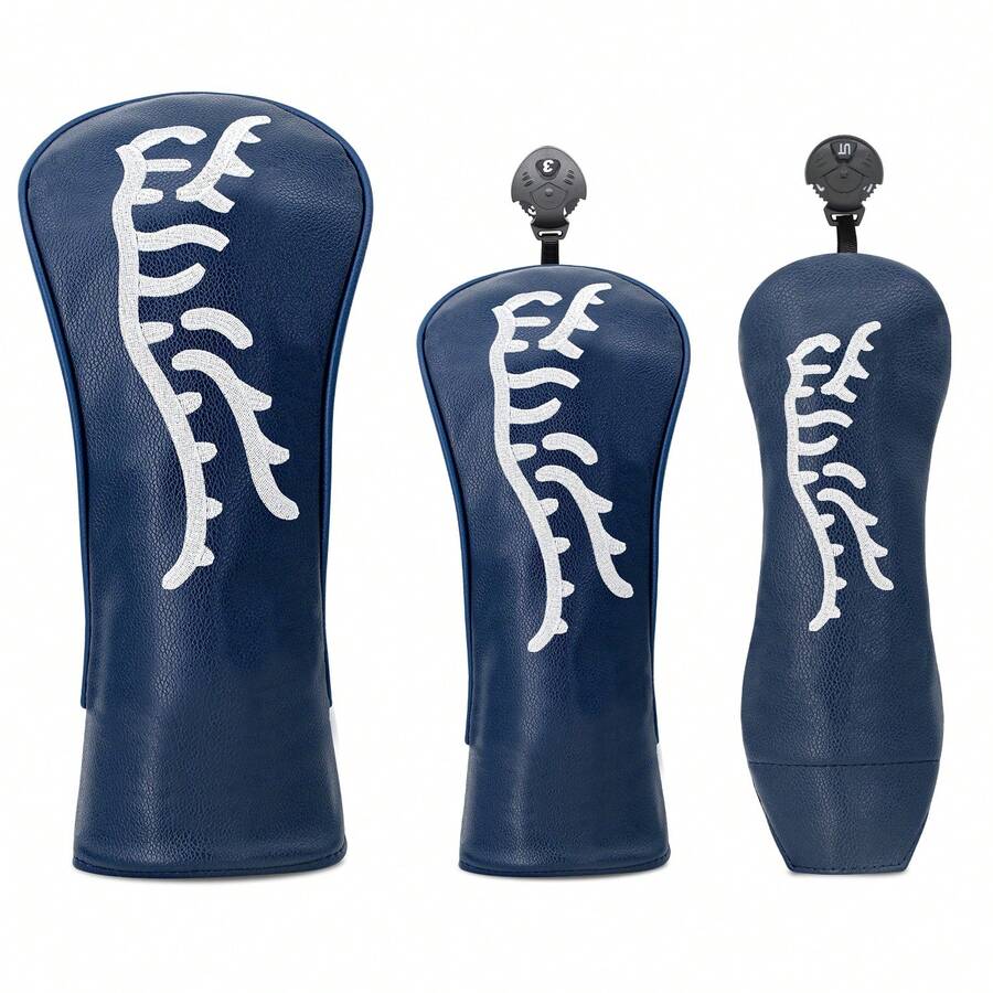 1PC Golf Club Headcover, White Antler Embroidery Pattern On Navy Base, Stylish & Durable, Available For Driver, Fairway Wood, Hybrid, Protective Golf Head Cover, Golf Accessory, Essential Gear For Golfers