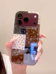 Niche Brown Patchwork Full-Screen Floral Pattern Phone Case Compatible With Iphone 15, 18, 17 Pro Max, 14 Pro Max, 13, 18 Pro Max, New Anti-Drop Protective Cover, Personalized - Multicolor - View 3