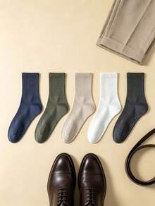 Men's Mid-Calf Socks, All-Season Cotton, Sweat-Absorbent, Breathable, Odor-Resistant, Business Socks, Elastic, Comfortable, Convenient, Disposable - Multicolor - View 4