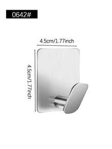 Adhesive Towel Hook For Bathroom, Wall-Mounted Bathrobe Rack, No Drilling Required, Home Bathroom Decor, Bathroom Storage, Easy To Install, Suitable For Kitchen, Bathroom, Shower, Keys, Towels And Clothes Hanger - Multicolor - View 8