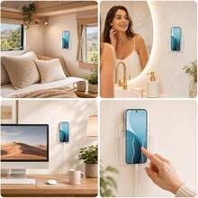 1pc No-Drill Adhesive Phone Charging Holder, Bedroom Wall-Mounted Bedside Slouchy Storage Box Phone Charging Stand - Multicolor - View 9