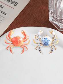 Exquisite Crab Shape Lapel Pin Set, Ocean Animal Enamel Pin, Decorative Brooch For Coat Backpack - Multicolor - View 8