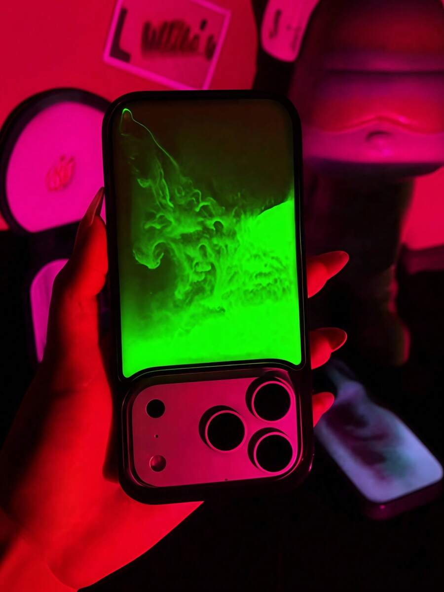 Fluorescent Glowing Liquid Sand Neon Phone Case, Compatible With IPhone 18 17 Pro Max 16 15 14 13 12 Pro Max Plus, Fluorescent Liquid Sand TPU+PC Protective Case, Unique Design And Eye-Catching Glowing Effect