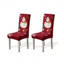 1/2/4/6pcs Christmas Print Chair Covers, Cartoon Holiday Atmosphere Decorative Dust-Proof Elastic Full-Coverage Chair Covers - Multicolor - View 9