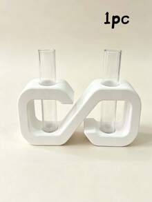 Minimalist Ins Style Dual Test Tube Vase, Infinite Shape Desktop Hydroponic Plant Holder, Entryway Showroom Soft Decor Ornament - White Test Tube Rack - View 12
