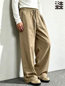 Mulinsen Men's 2-Piece Fleece Lined Set, Vintage Jacquard Crew Neck Sweatshirt + Drawstring Wide Leg Pants, Winter Warm Outfit - Khaki - View 6