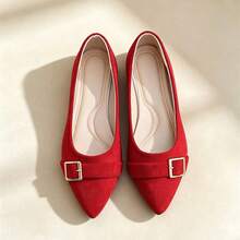 Women's Plus Size Mesh Floral Embroidered Flat Ballet Shoes, Vintage Style, Summer Black Cross Elastic Strap - Red - View 5
