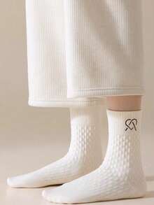4 Pasang Kaos Kaki Rajut Timbul Gaya Maillard Motif Kabel Jepang untuk Wanita, Serbaguna dan Hangat - MultiWarna - View 6