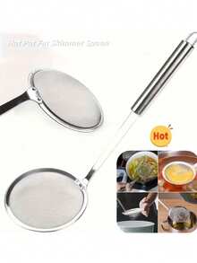 Hot Pot Strainer - Stainless Steel Fine Mesh Oil & Foam Skimmer, Long Handle Wire Mesh Filter, Kitchen Utensil - Multicolor - View 9