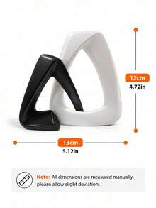 2pcs Modern Abstract Geometric Sculpture, Black & White Interlocking Triangle Decor, Minimalist Hollow Tabletop Ornament For Living Room Bookshelf Console Table Office Entryway Home Decor - Multiple Styles - View 9