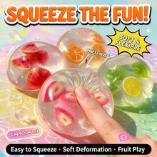 Squishy-Glossy Crystal‑Clear Round , Juicy Vivid Realistic Fruit‑Slice , Soft Springy Portable Hand‑Held ,Squishy,Party Favors For Kids,Finger‑Operated Hand Tool, Ideal Gift For Birthday, Party, - Multicolor - View 5