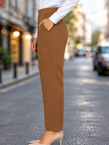 Fashion Plus Size Women's New Arrival All-Season Versatile Commute Casual Long Pants Brown - Brown - View 3