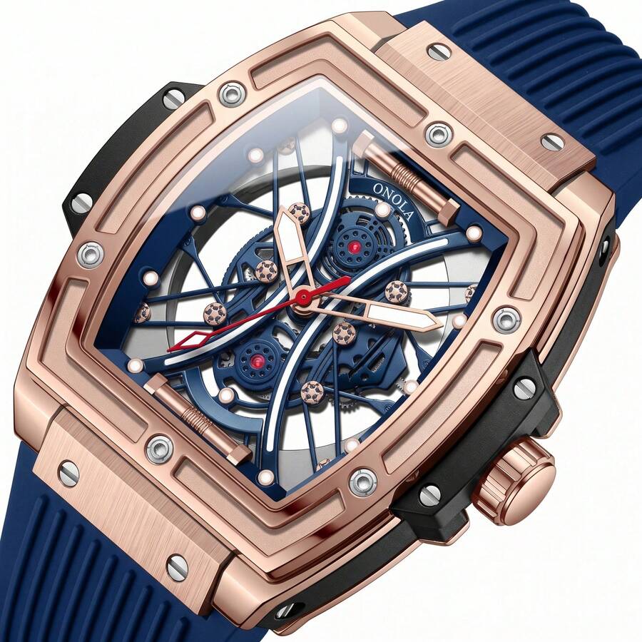 ONOLA Brand Fashion Hollow Skeleton Quartz Watch Sports Waterproof Watches Luminous Wristwatch With Gift Box Birthday Present For Men - A - View 1