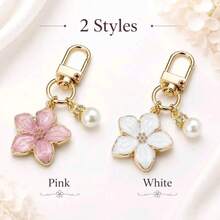 1/10pcs Alloy Cherry Blossom Flower Pendant Keychain, Bag/Wallet/Handbag Charm, Key Chain, Car Keychain, Couple Gift, Birthday, Christmas Gift - Sakura - View 3