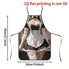 1pc Funny Maid Print Apron, Featuring Black And White Ruffle Maid Outfit Creative Print Pattern, Durable Cooking Apron Suitable For Bakers, Cake Decorators, BBQ Enthusiasts, Gardeners, Painters, Nail Artists - Perfect Gift For Home And Professional Chefs - Multicolor - View 14