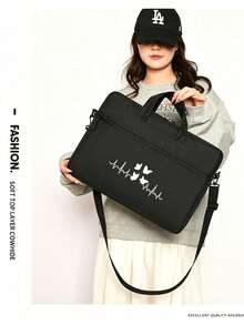 1pc Laptop Bag With Minimalist Butterfly Print, 2 Sizes Available, Adjustable Comfortable Shoulder Strap, College, Daily Commute, Office, Durable Handle, Multi-Functional One Shoulder & Hand Carry, Unisex, All Season, Multi-Color, & Versatile Laptop Bag - Laptop Bag - View 11
