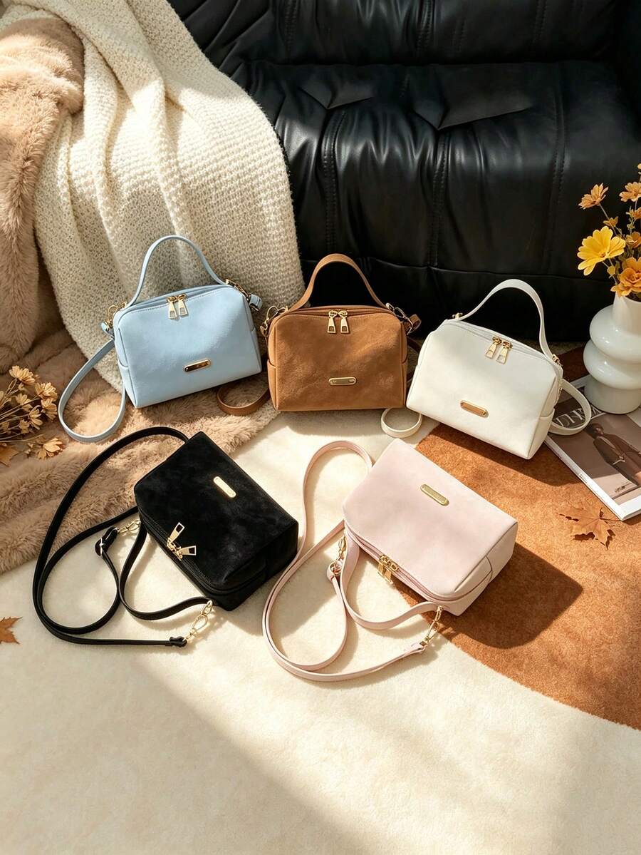 1pc Solid Color Square Bag, Casual Minimalist And Fashionable, Suitable For Daily Outings And Travel, Can Easily Accommodate Daily Essentials. Multi-Functional Item, Suitable For Various Styles And Occasions. - Multicolor - View 1
